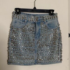 AKIRA Light Blue Studded Pencil Skirt